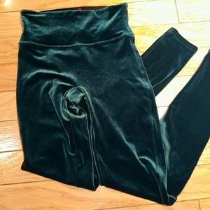 Spanx size Small. Deep green velvety feel. Worn once
